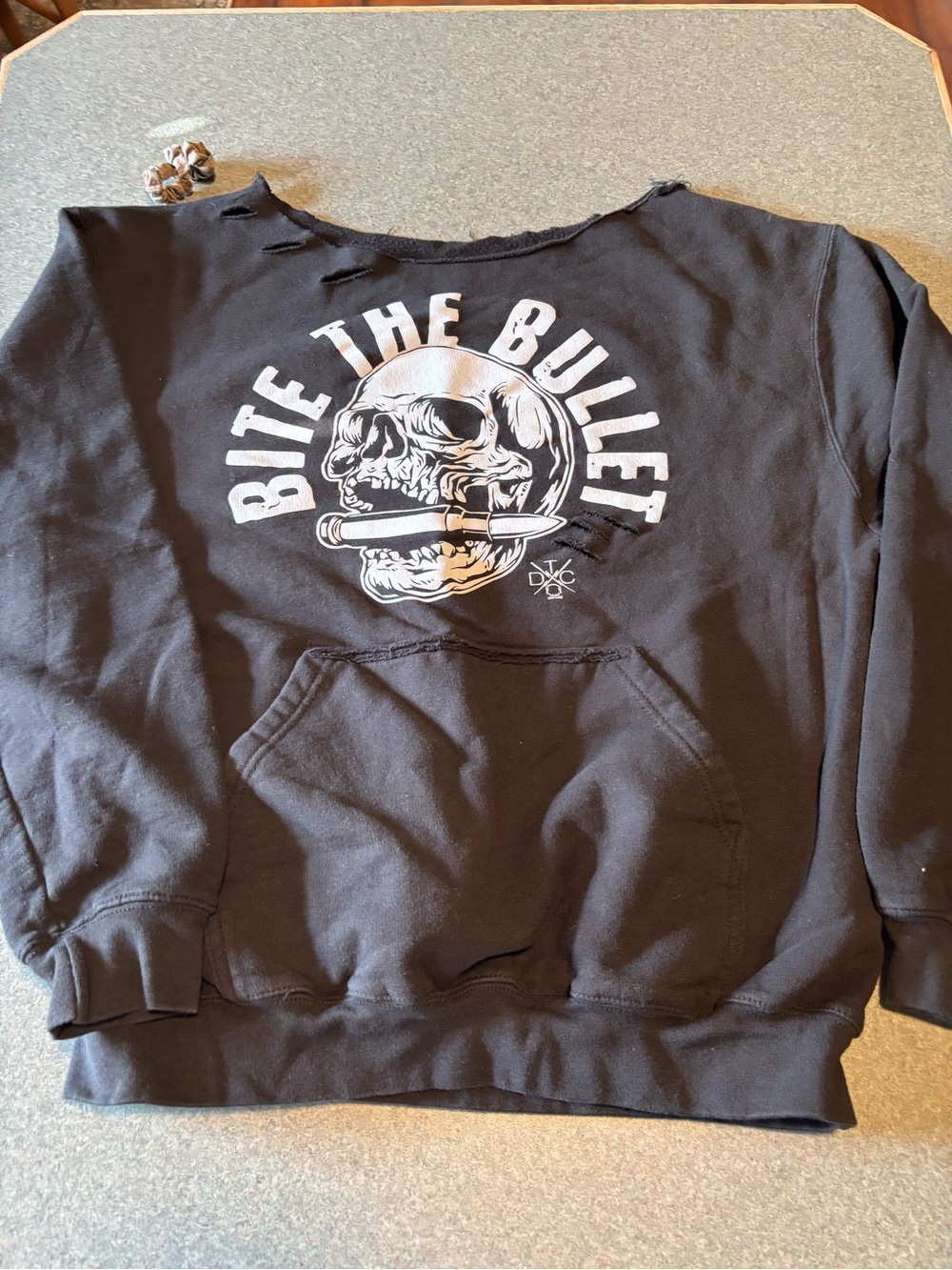 Kids Black Graphic Skull Sweatshirt - Bite The Bullet